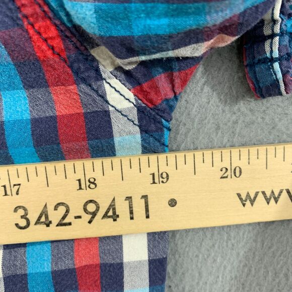 Kavu Button Down Shirt Mans Small Multicolor Plaid Short Sleeve Pockets Front - Picture 10 of 12